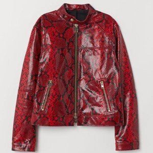 ONE OF A KIND snake embossed leather moto jacket